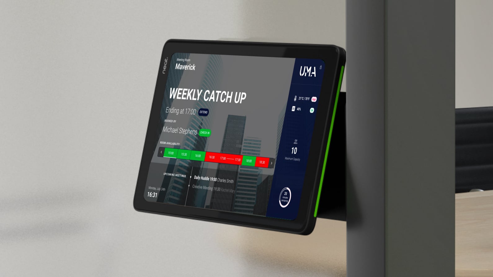 UMA running on a Neat Pad: Maverick room booking